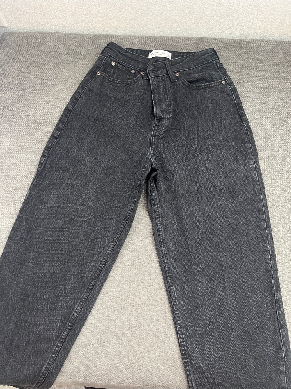 Abercrombie & Fitch Charcoal Washed High-Rise Jeans